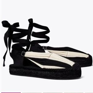 10. Tory Burch $290 Paloma Black and Cream Espadrilles